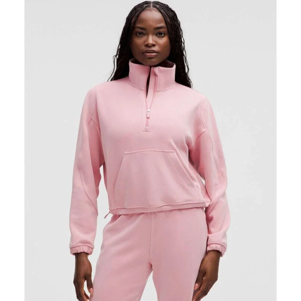 Lululemon Brushed Softstreme Half Zip Pink Tide Size 2